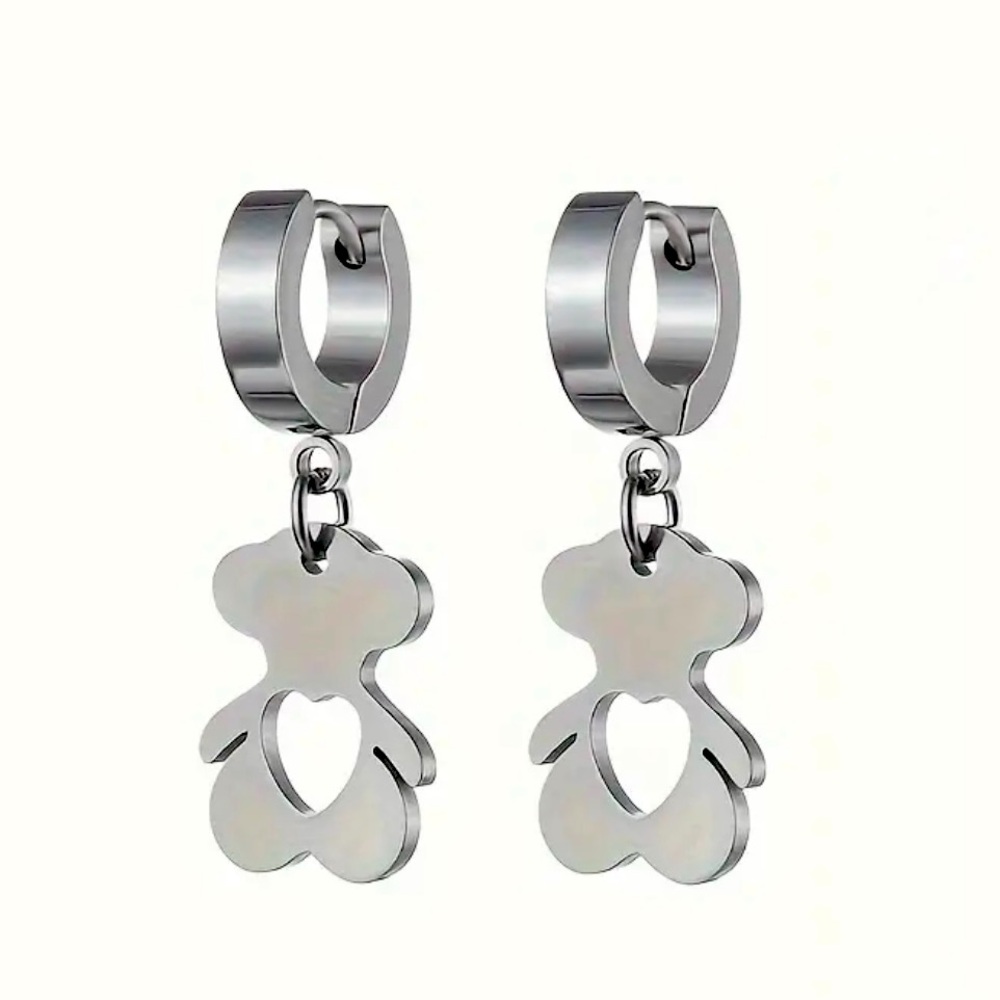 Cute Silver Bear Earrings